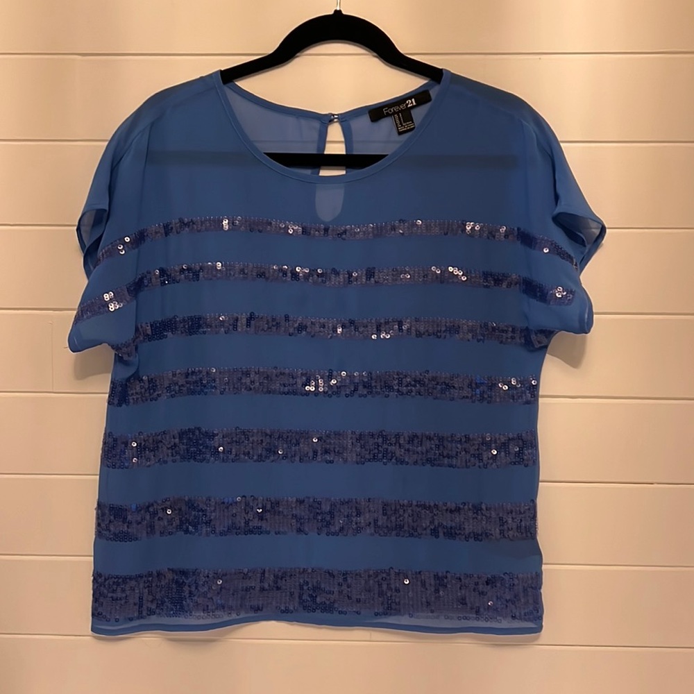 Forever 21 Sheer Sequinned T-Shirt